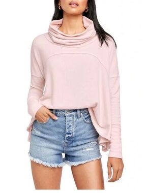 We The Free Pale Pink Cowl Neck Sweater soft